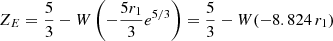 $$ \begin{aligned} Z_E={5\over 3}-W\left(-{5r_1\over 3}e^{5/3}\right)={5\over 3}-W(-8.824\,r_1) \end{aligned} $$