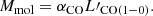 $$ \begin{aligned} M_{\mathrm{mol}} = \alpha _{\mathrm{CO}} {L\prime }_{\mathrm{CO}(1-0)}. \end{aligned} $$