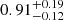 $ 0.91^{+0.19}_{-0.12} $