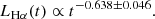 $$ \begin{aligned} L_{\mathrm{H}\alpha }(t) \propto t^{-0.638\pm 0.046}. \end{aligned} $$