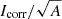 $ I_{\mathrm{corr}}/\sqrt{A} $
