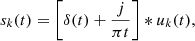 $$ \begin{aligned} s_k(t) = \left[ \delta (t) + \frac{j}{\pi t} \right] * u_k(t), \end{aligned} $$