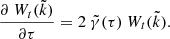 $$ \begin{aligned} \frac{\partial ~W_t(\tilde{k})}{\partial \tau }=2~\tilde{\gamma }(\tau )~ W_t(\tilde{k}). \end{aligned} $$