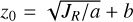 $\[z_{0}=\sqrt{J_{R} / a}+b\]$