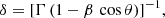 $$ \begin{aligned} \delta =[\Gamma \, (1-\beta \, \cos \theta )]^{-1}, \end{aligned} $$
