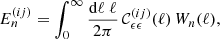 $$ \begin{aligned} E_n^{(ij)} = \int _0^\infty \frac{\mathrm{d} \ell \ \ell }{2\pi }\, \mathcal{C} _{\epsilon \epsilon }^{(ij)}(\ell )\,W_n(\ell ), \end{aligned} $$