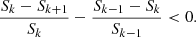 $$ \begin{aligned} \frac{S_k - S_{k+1}}{S_k} - \frac{S_{k-1} - S_k}{S_{k-1}} < 0 .\end{aligned} $$