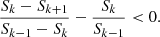 $$ \begin{aligned} \frac{S_k - S_{k+1}}{S_{k-1} - S_k} - \frac{S_k}{S_{k-1}} < 0 .\end{aligned} $$
