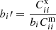 $ b_i\prime = \frac{C_{ii}^{\mathrm{x}} }{ b_i C_{ii}^{\mathrm{m}}} $