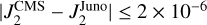 ${\left| {J_2^{{\rm{CMS}}} - J_2^{{\rm{Juno}}}} \right| \le 2 \times {{10}^{ - 6}}}$