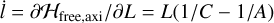 $\dot l = \partial {{\cal H}_{{\rm{free,axi}}}}/\partial L = L(1/C - 1/A)$