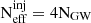 $ \mathrm{N}_{\mathrm{eff}}^{\mathrm{inj}} = 4 \mathrm{N}_{\mathrm{GW}} $