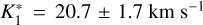 $K_1^ * = 20.7 \pm 1.7{\rm{km}}\,{{\rm{s}}^{ - 1}}$