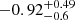 $ -0.92_{-0.6}^{+0.49} $