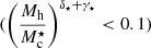 $ (\left(\frac{M_{\mathrm{h}}}{M_{\mathrm{c}}^\star}\right)^{\delta_\star+\gamma_\star} < 0.1) $