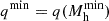 $ q^{\mathrm{min}} = {q(M_{\mathrm{h}}^{\mathrm{min}})} $