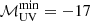 $ \mathcal{M}_{\mathrm{UV}}^{\mathrm{min}} = -17 $