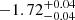 $ -1.72_{-0.04}^{+0.04} $