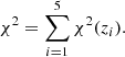 $$ \begin{aligned} \chi ^{2} = \sum _{i = 1}^{5} \chi ^{2}(z_{i}). \end{aligned} $$