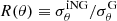 $$ \begin{aligned} R(\theta ) \equiv \sigma _\theta ^\mathrm{iNG} /\sigma _\theta ^\mathrm{G} \end{aligned} $$