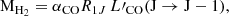 $$ \begin{aligned} \mathrm{M}_{\mathrm{H}_2} = \alpha _{\rm CO} R_{1J} \, L\prime _{\rm CO}(\mathrm{J} \rightarrow \mathrm{J-1}), \end{aligned} $$