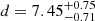$ d =7.45^{+0.75}_{-0.71} $