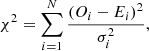 $$ \begin{aligned} \chi ^2 = \sum _{i=1}^{N}\frac{(O_i-E_i)^2}{\sigma _i^2}, \end{aligned} $$