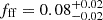 $ f_{\mathrm{ff}} = 0.08^{+0.02}_{-0.02} $
