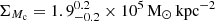 $ \Sigma_{M_{\mathrm{c}}} = 1.9^{0.2}_{-0.2}\times10^{5}\,\mathrm{M}_{\odot}\,\mathrm{kpc}^{-2} $