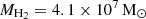 $ M_{\mathrm{H}_2} = 4.1\times 10^{7}\,\mathrm{M}_{\odot} $