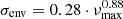 $ \sigma_{\mathrm{env}} = 0.28 \cdot \nu_{\mathrm{max}}^{0.88} $