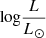 $ \mathrm{log}\frac{L}{L_\odot} $