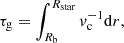 $$ \begin{aligned} \tau _{\rm g}= \int _{R_{\rm b}}^{R_{\rm star}}v_{\rm c}^{-1}\mathrm{d}r, \end{aligned} $$