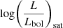 $ \log\biggl( \frac{L}{L_{\mathrm{bol}}} \biggr)_{\mathrm{sat}} $