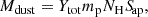$$ \begin{aligned} M_{\mathrm{dust}}=Y_{\mathrm{tot}}m_{\mathrm{p}}N_{\mathrm{H}}{S\!}_{\mathrm{ap}}, \end{aligned} $$
