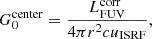 $$ \begin{aligned} G_0^{\mathrm{center}} = \frac{L^{\mathrm{corr}}_{\mathrm{FUV}}}{4\pi r^2c u_{\mathrm{ISRF}}}, \end{aligned} $$