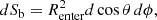 $$ \begin{aligned} dS_{\rm b} = R_{\rm enter}^2 d\cos \theta \, d\phi , \end{aligned} $$