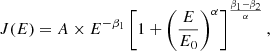 $$ \begin{aligned} J(E) = A \times E^{-\beta _1}\left[1+\left(\frac{E}{E_0}\right)^\alpha \right]^{\frac{\beta _1-\beta _2}{\alpha }}, \end{aligned} $$