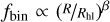 ${f_{{\rm{bin}}}} \propto {\left( {R{/_{{R_{hl}}}}} \right)^\beta }$