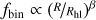 ${f_{{\rm{bin}}}} \propto {\left( {R{/_{{R_{hl}}}}} \right)^\beta }$