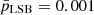 $ \bar{p}_{\mathrm{LSB}} = 0.001 $