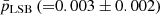 $ \bar{p}_{\mathrm{LSB}}\, ({=}0.003\pm0.002) $