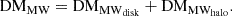 $$ \begin{aligned} \mathrm {DM}_{\rm MW} = \mathrm {DM}_{\rm MW_{\rm disk}} + \mathrm {DM}_{\rm MW_{\rm halo}}. \end{aligned} $$