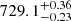 $ 729.1^{+0.36}_{-0.23} $