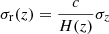 $ \sigma_{\mathrm{r}}(z) = \frac{c}{H(z)} \sigma_{z} $