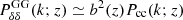 $ P_{\delta\delta}^{\mathrm{GG}}(k;z) \simeq b^2(z) P_{\mathrm{cc}}(k;z) $