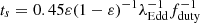 $ t_{s} = 0.45 \varepsilon(1-\varepsilon)^{-1}\lambda_{\mathrm{Edd}}^{-1}f_{\mathrm{duty}}^{-1} $