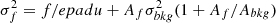 $ \sigma^{2}_{f} = f/epadu + A_{f}\sigma^{2}_{bkg}(1 + A_{f}/A_{bkg}) $