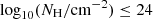 $ {\log_{10}} (N_{\mathrm{H}} / \mathrm{cm}^{-2}) \leq 24 $