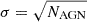 $ \sigma = \sqrt{N_{\mathrm{AGN}}} $